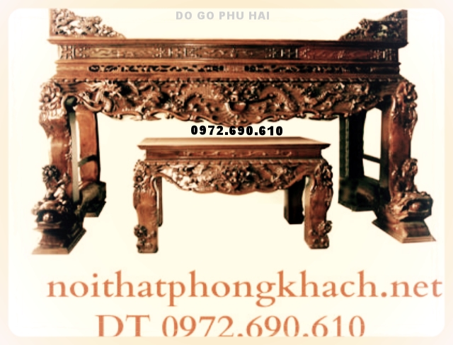 Bàn thờ gỗ mít Sập thờ tứ linh ST06