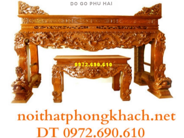 Bàn thờ gỗ gụ,Sập thờ Hổ Phù ST11