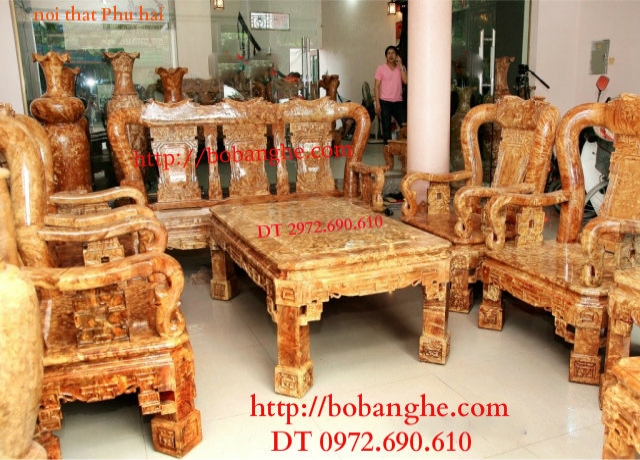 Bộ bàn ghế gỗ ngọc nghiến Quốc triện QTN3