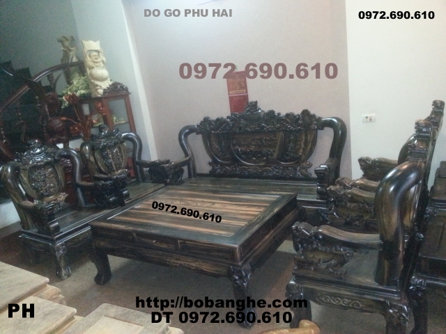 Bộ bàn ghế gỗ mun Quí và hiếm Kiểu Rồng đỉnh RD13