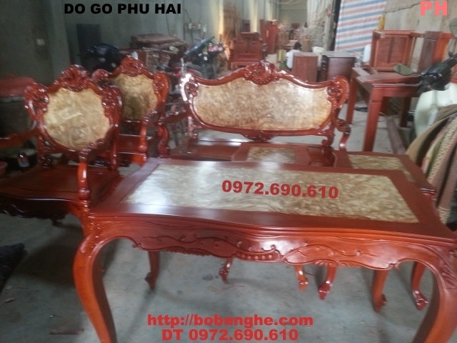 Đồ gỗ nội thất Bộ bàn ghế phòng khách Louis 06