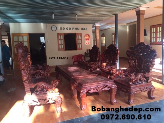 Bộ bàn ghế gỗ hương, Bộ ghế đồng kỵ rồng khay B157