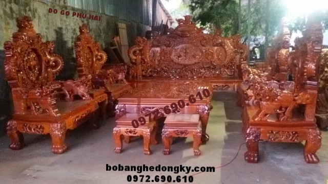 Bàn ghế Đồng Kỵ kiểu cổ mẫu cửu long Bảo Đỉnh B162