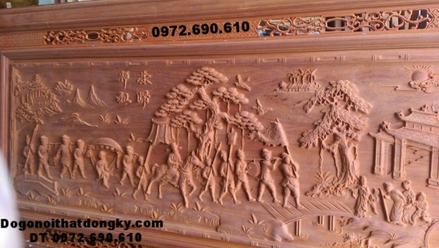 Tranh chạm khắc gỗ, tranh gỗ mỹ nghệ Vinh qui bái tổ T17