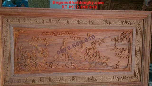 Tranh chạm khắc gỗ phong thủy Phú quí cát tường T32