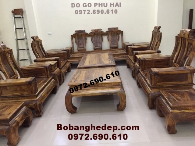 Bộ bàn ghế phòng khách gỗ mun sọc mẫu mới B190