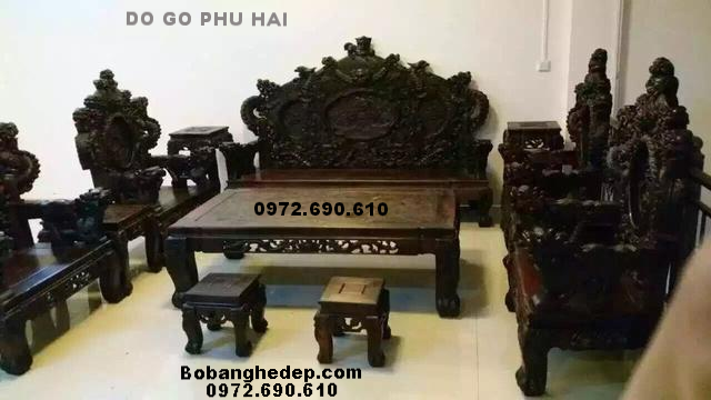 Bộ Ghế Gỗ Cẩm Lai Đẹp Đồ Gỗ Nội Thất Phú Hải SX B217