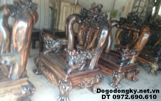 Bộ bàn ghế gỗ mun hoa Cột 16cm dogodongky.net.vn B234