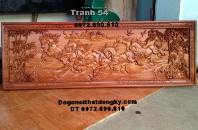 Tranh Gỗ Mỹ Nghệ Phong Thủy: Tranh Bát Mã Tr54