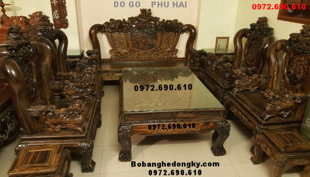 Bộ Bàn Ghế Gỗ Mun Hoa, Bộ Nghê Đỉnh B274