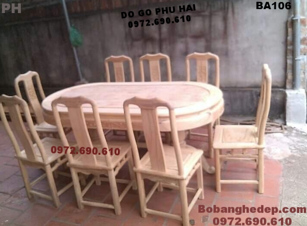 Bộ bàn ghế (Phòng Ăn) đẹp, bàn bầu dục BA106