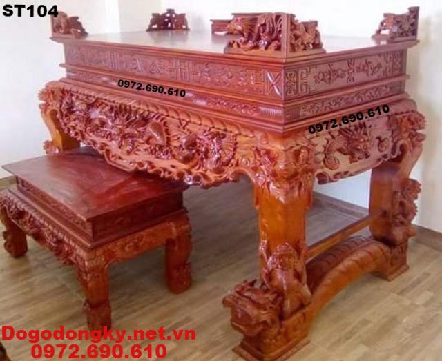 Bàn Thờ Gia Tiên Đẹp, Bàn Thờ Tứ Linh Chân Quì ST104