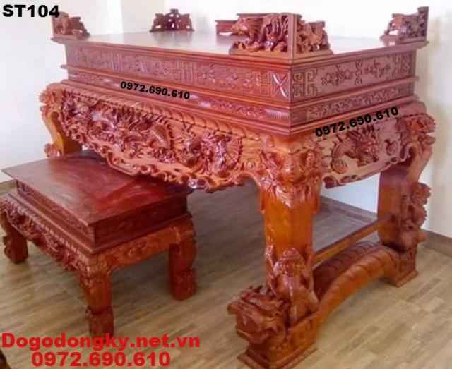 Bàn Thờ Gia Tiên Đẹp, Bàn Thờ Tứ Linh Chân Quì ST104