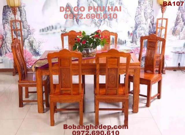 Bộ Bàn Ghế Ăn Đẹp, Bàn Chữ Nhật 6 Ghế BA107