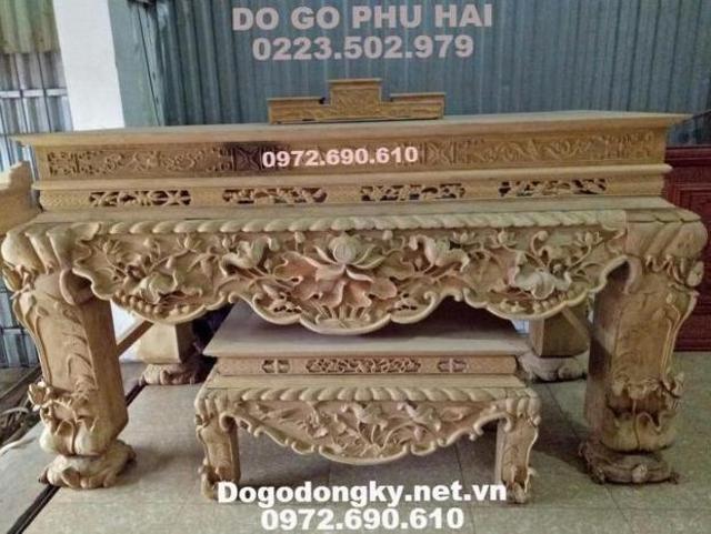 Bàn Thờ Mẫu Đẹp, Bàn Thờ Gia Tiên Chạm Sen ST110