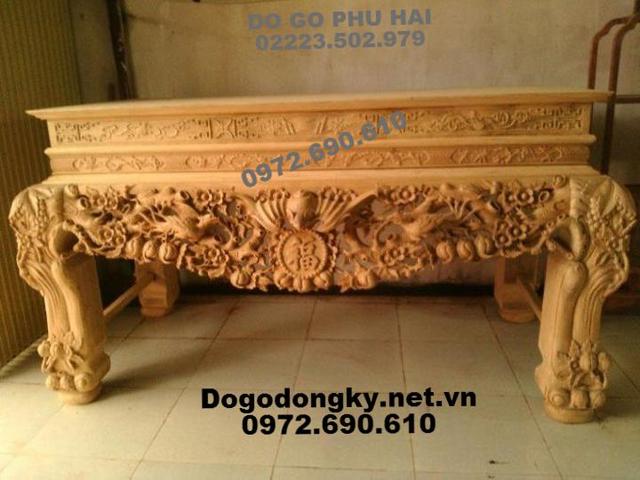 Mẫu Bàn Thờ Gỗ Đẹp, Chạm Dơi Thọ Gỗ Mít ST126