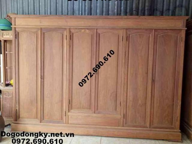 Tủ Quần Áo Gỗ Hương 6 Cánh Hàng Đồng Kỵ TA34