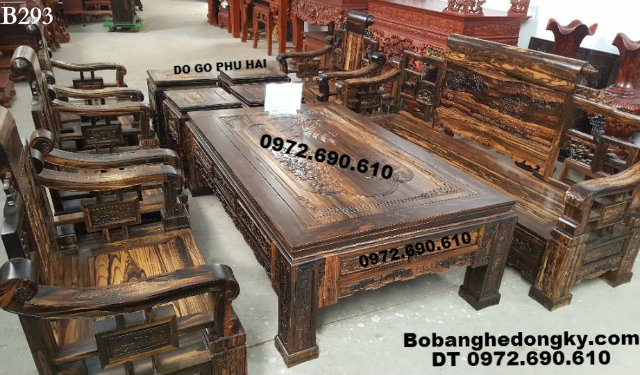 18 Mẫu bộ bàn ghế đồng kỵ đẹp gỗ mun hoa, mun sọc B293