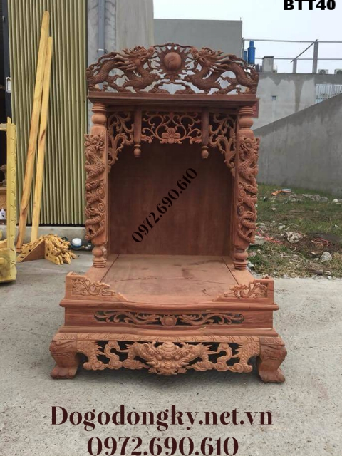 BÀN THỜ THẦN TÀI Mẫu Song Long Chầu Nguyệt - Furniture BTT40