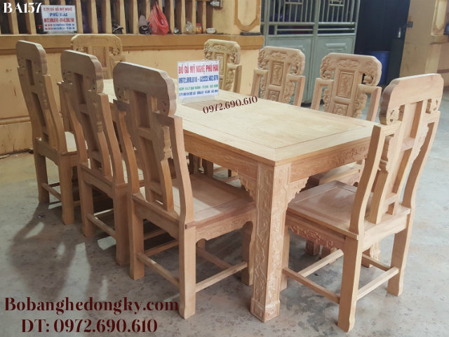 BỘ BÀN GHẾ ĂN mẫu Độc & Đẹp 8 Ghế Gỗ Gõ Đỏ BA157