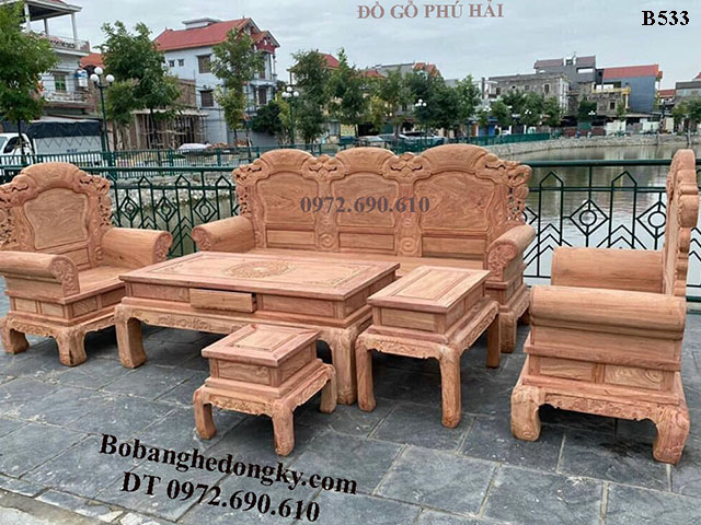 Nơi Bán Bộ Bàn Ghế Phòng Khách Mẫu Đẹp Gỗ Hương B533