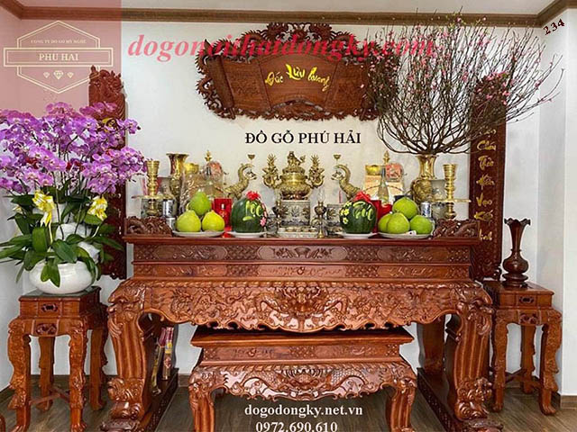 Bàn Thờ Chạm Tứ Linh Gỗ Hương Thờ Gia Tiên ST234