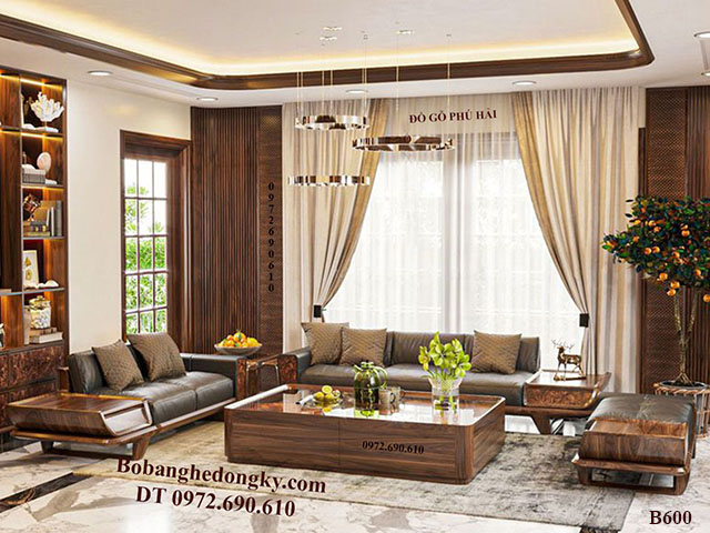 【BÁO GIÁ】Bàn Ghế Sofa Phòng Khách Gỗ Óc Chó Hiện Đại B60...