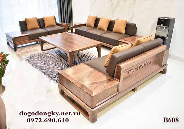 Bàn Ghế Sofa Gỗ Gõ Đỏ Đẹp Có Đệm Giá Rẻ B608