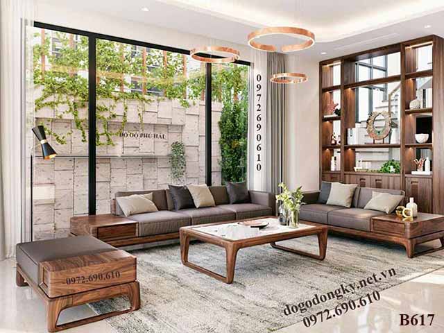 Bộ Sofa Gỗ Óc Chó Cao Cấp Bao Nhiêu Tiền? Phú Hải Nội Thất B617