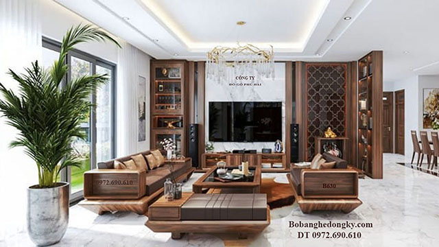 Bộ Bàn Ghế Sofa Phòng Khách Hiện Đại | Gỗ Óc Chó B630