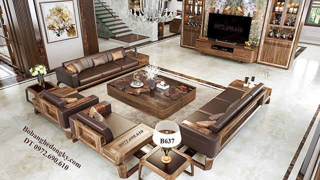 Bộ Sofa Gỗ Óc Chó Cho Không Gian Nhà Biệt Thự | Nội Thất Ph...