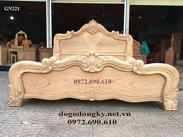 Bán Giường Ngủ Gỗ Gõ Đỏ Cao Cấp Phong Cách Châu Âu GN221